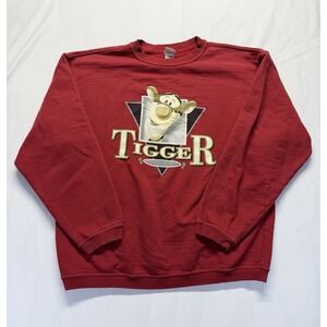 Vintage 90s Disney Tigger‎ Sweatshirt Red Crewneck XL *hole